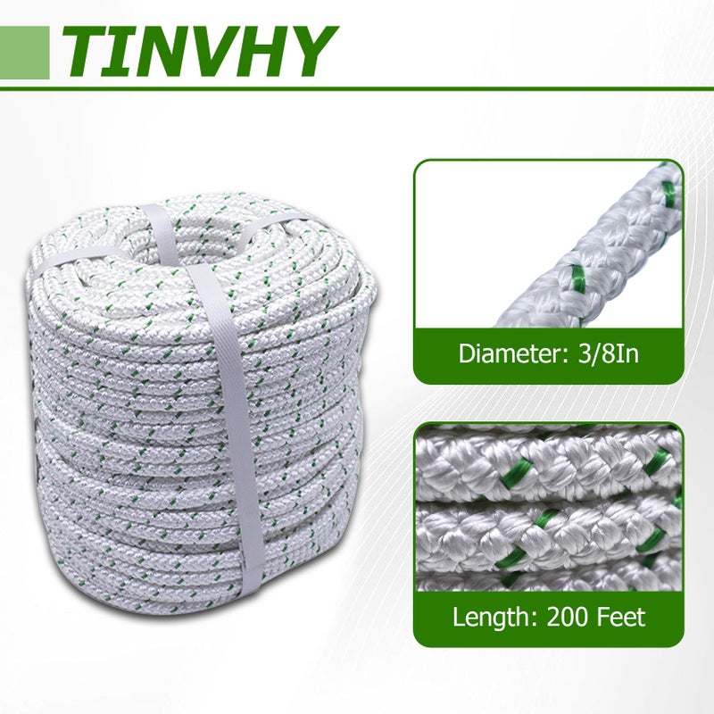 TINVHY 3/8 Inch x 200 Feet 4800Lbs Double Braided Polyester Rope Breaking Strength Strong Pulling Rope - Image 5